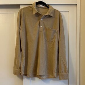 Zaful Men's Casual Brown Corduroy Shirt